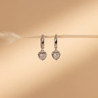 Diamond Heart Drop Huggies Silver 18K Gold Plated