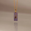 Amethyst Baguette Cut Crystal Necklace Silver 18K Gold Plated