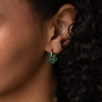 Jade Flower Hoops Silver 18K Gold Plated