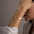 Pearl Clover Letter Bracelet Silver 18K Gold Plated