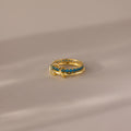 Eternity Band Duo Blue Zircon Tennis Linked Ring Set Silver 18K Gold Plated