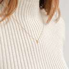 Pave Initial Necklace Silver 18K Gold Plated