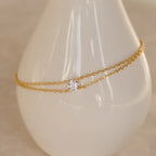 Duo Chain Diamond Bracelet  Silver 18K Gold Plated