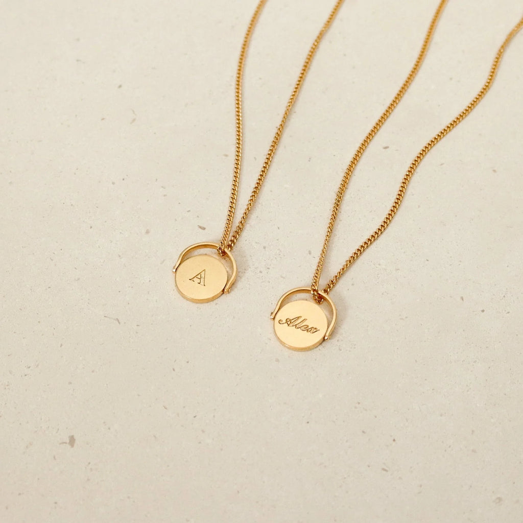 Spinner Pendant Necklace Silver 18K Gold Plated