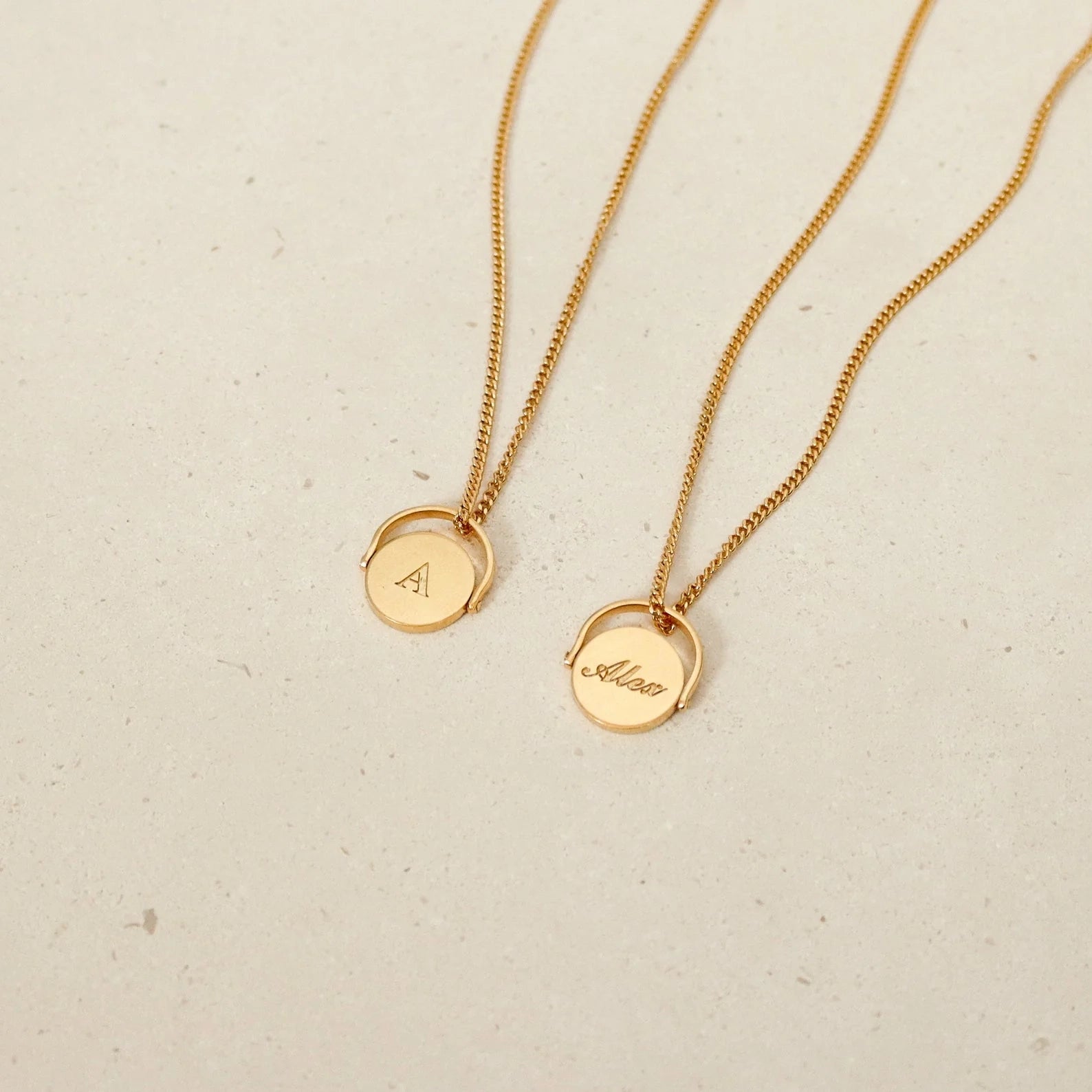 Spinner Pendant Necklace Silver 18K Gold Plated