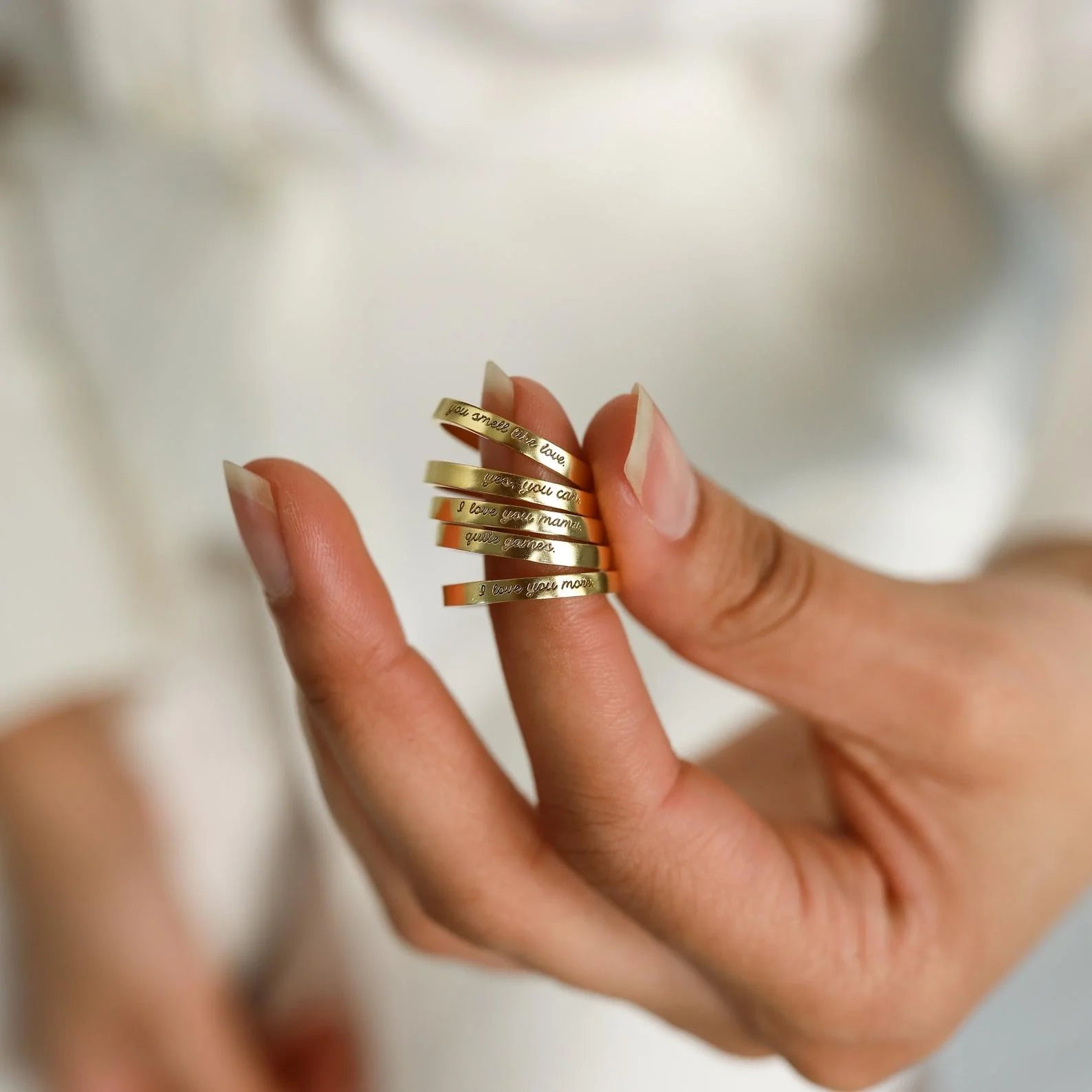 Ann Thin Message Ring Silver 18K Gold Plated