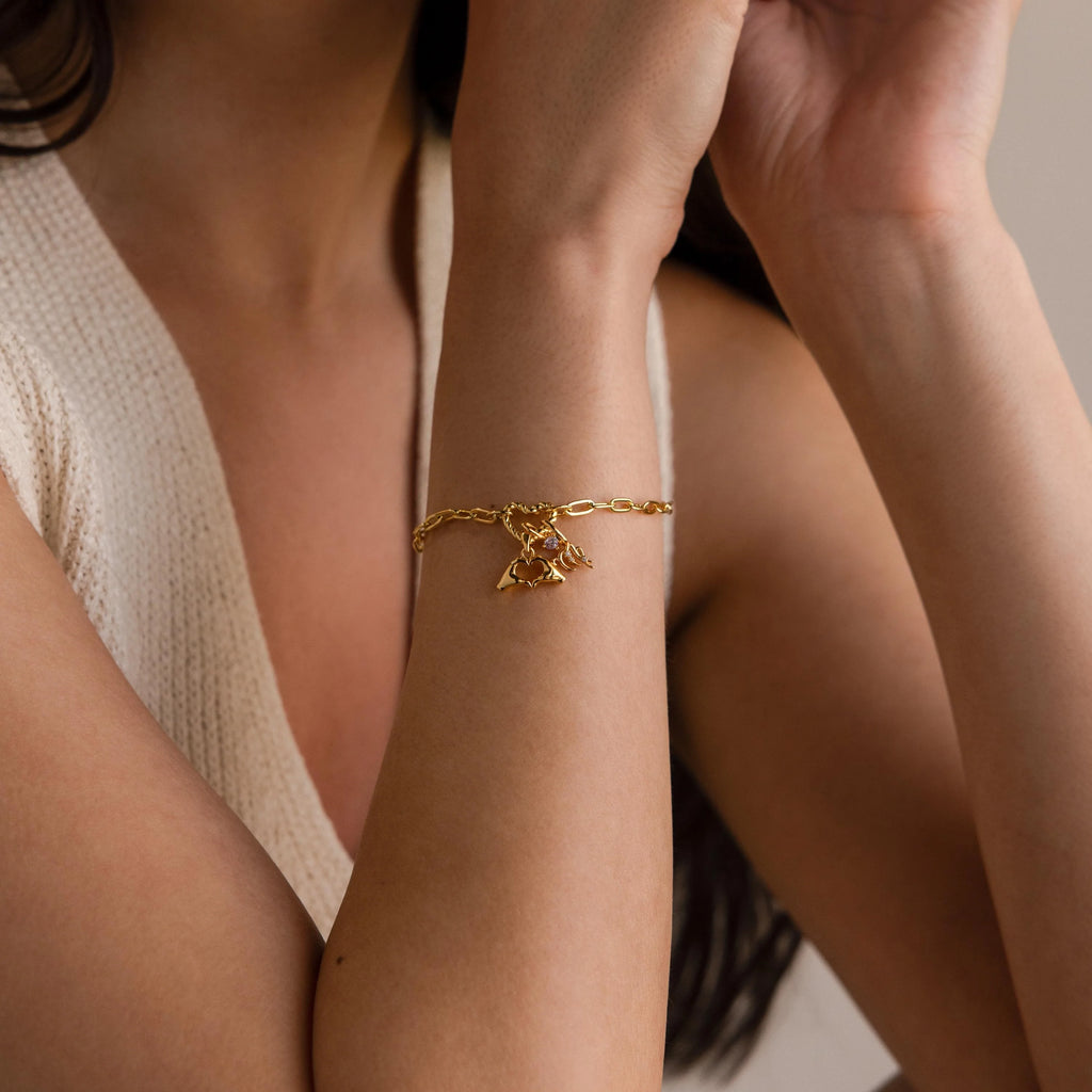 Heart Hand Charm Silver 18K Gold Plated