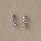 Diamond Flower Flat Back Studs Silver 18K Gold Plated