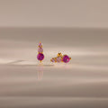 Ombre Pink Tourmaline Flatback Studs Silver 18K Gold Plated