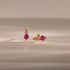 Ombre Pink Tourmaline Flatback Studs Silver 18K Gold Plated