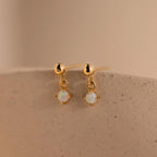 Dainty Opal Drop Studs Silver 18K Gold Plated
