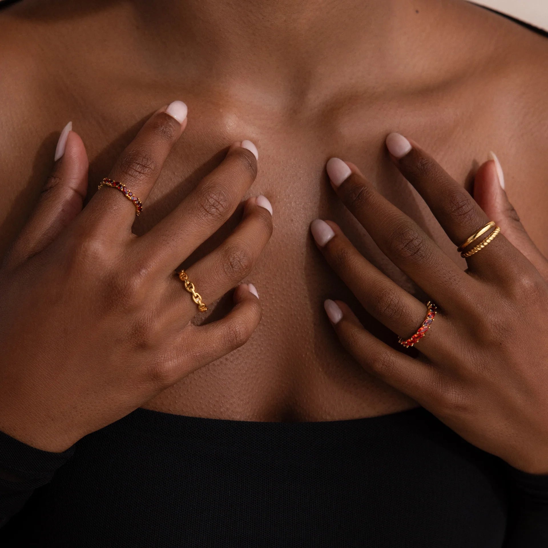 Garnet Marquise Ombre Ring Silver 18K Gold Plated
