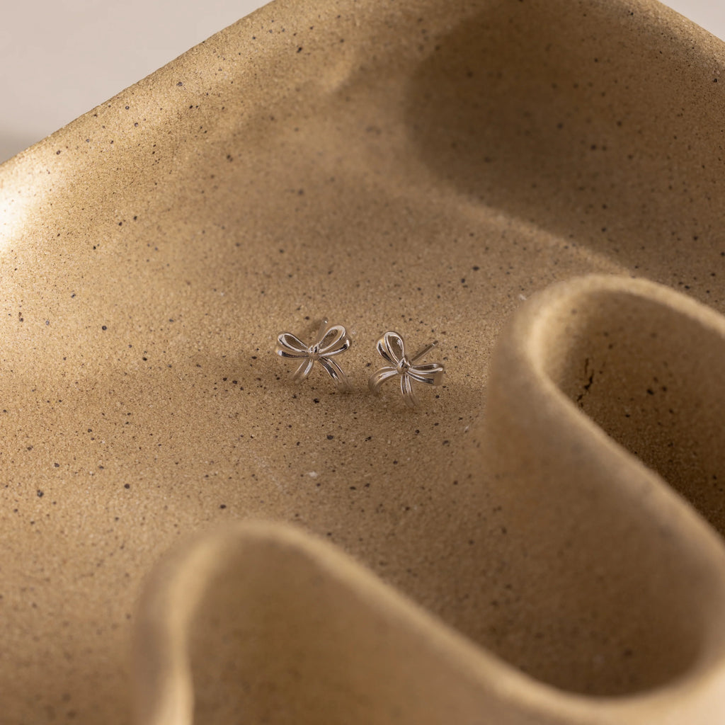 Bow Studs Silver 18K Gold Plated