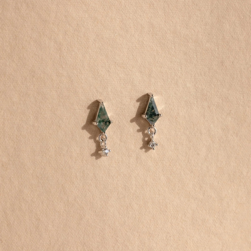 Agate Kite Drop Earrings Silver 18K Gold Plated