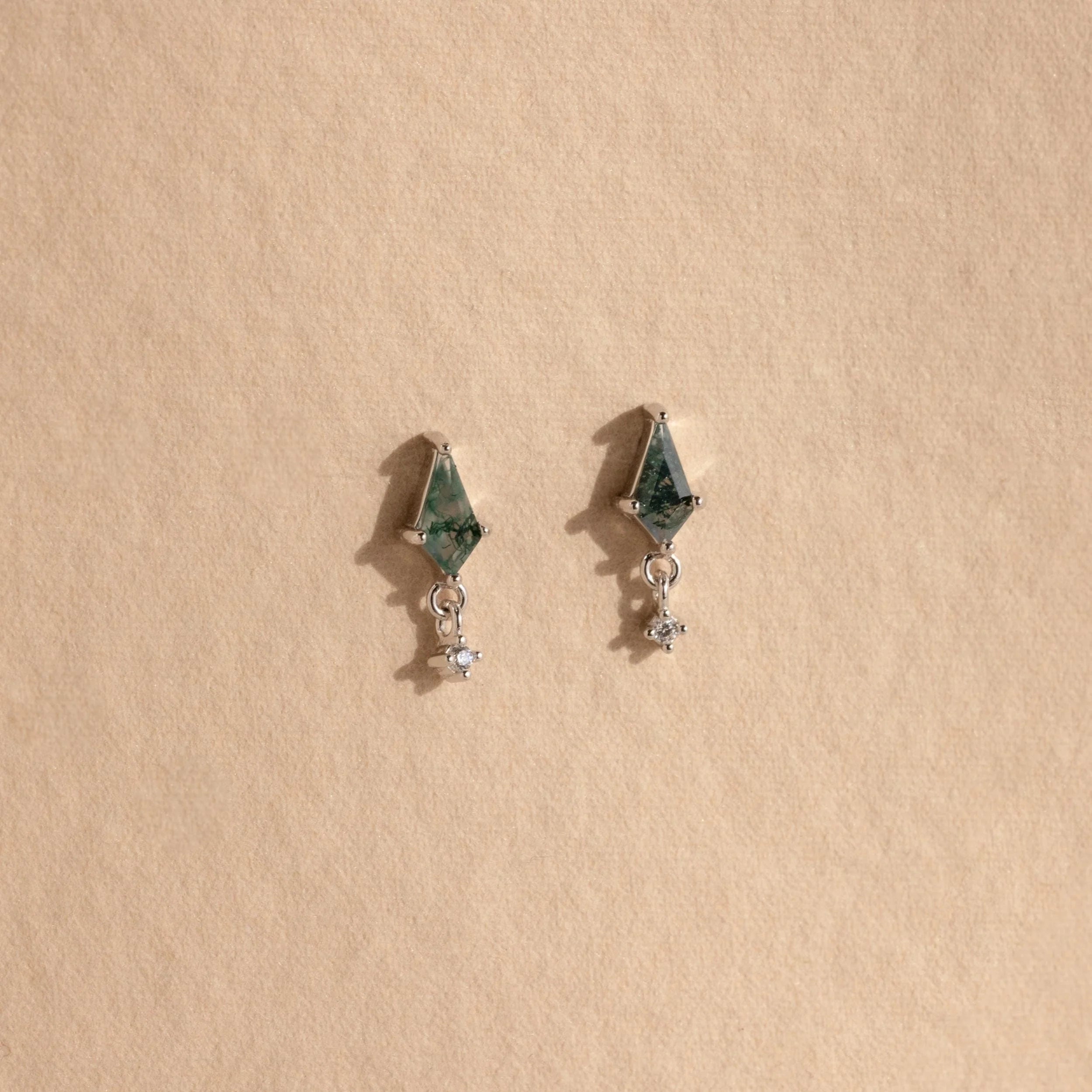 Agate Kite Drop Earrings Silver 18K Gold Plated