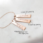 Vertical Handwriting Bar Necklace Silver 18K Gold Plated