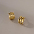 Triple Loop Huggie Earrings Silver 18K Gold Plated
