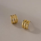 Triple Loop Huggie Earrings Silver 18K Gold Plated