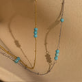 Turquoise Satellite Necklace Silver 18K Gold Plated