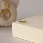 Emerald Butterfly Flatback Studs Silver 18K Gold Plated