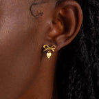 Bow Heart Studs Silver 18K Gold Plated