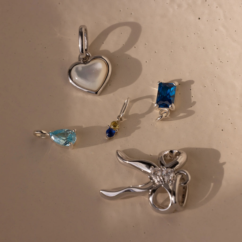 Dainty Duo Birthstone Charm Silver 18K Gold Plated