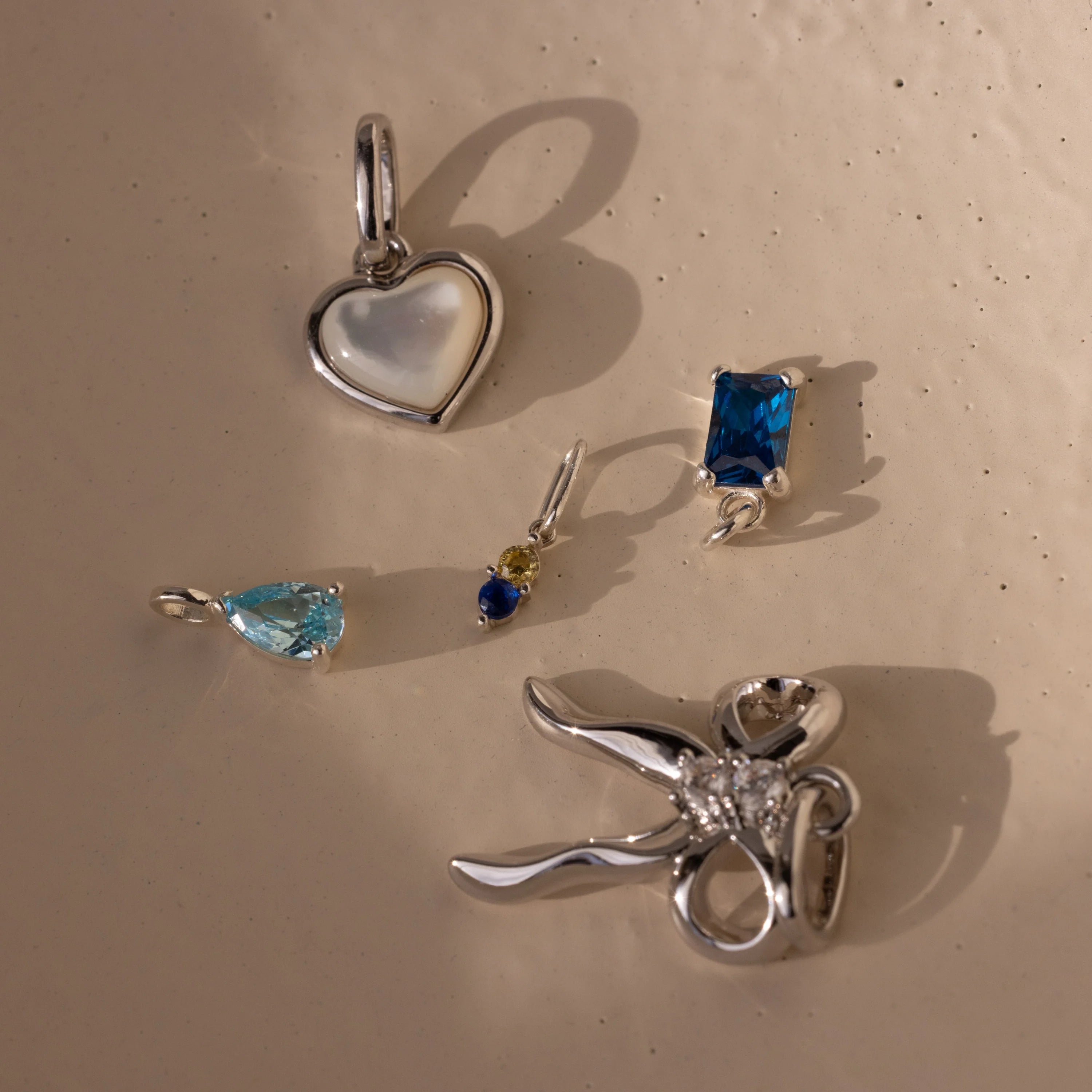 Dainty Duo Birthstone Charm Silver 18K Gold Plated