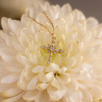 Vintage Diamond Cross Necklace Silver 18K Gold Plated