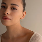 Diamond Chain Drop Earrings Silver 18K Gold Plated