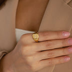 Lucky Number Signet Ring Silver 18K Gold Plated