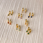 Baguette Birthstone Huggies Silver 18K Gold Plated