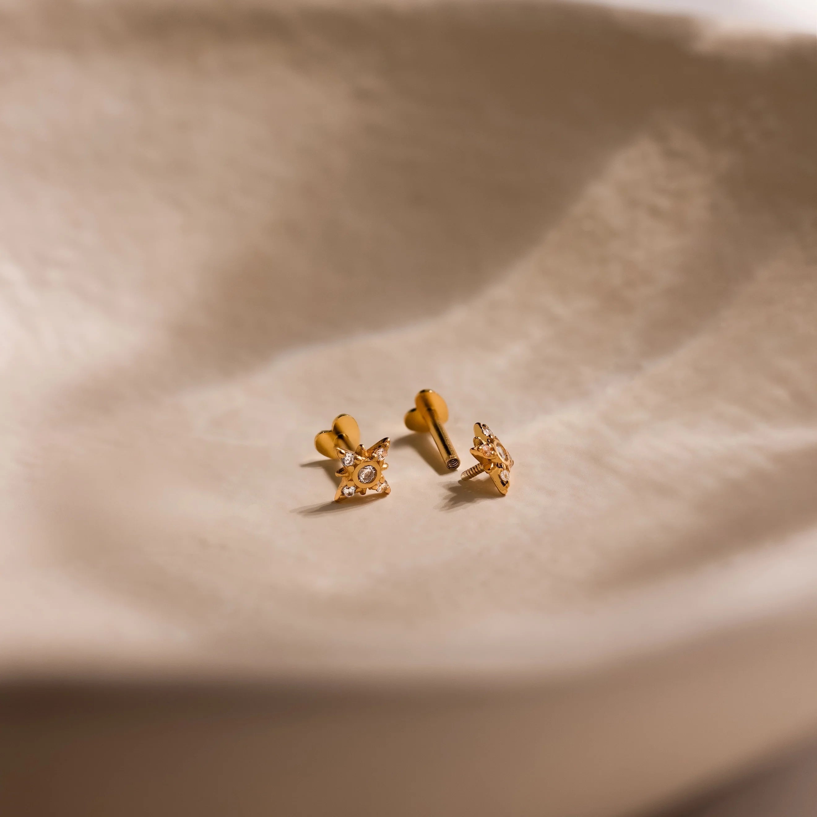 Starburst Flat Back Studs Silver 18K Gold Plated