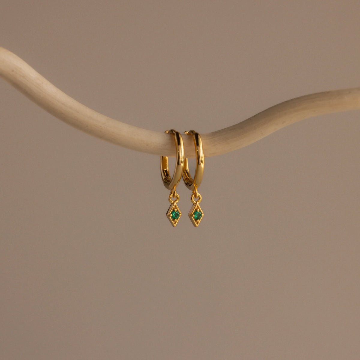 Ericka Emerald Huggies Silver 18K Gold Plated