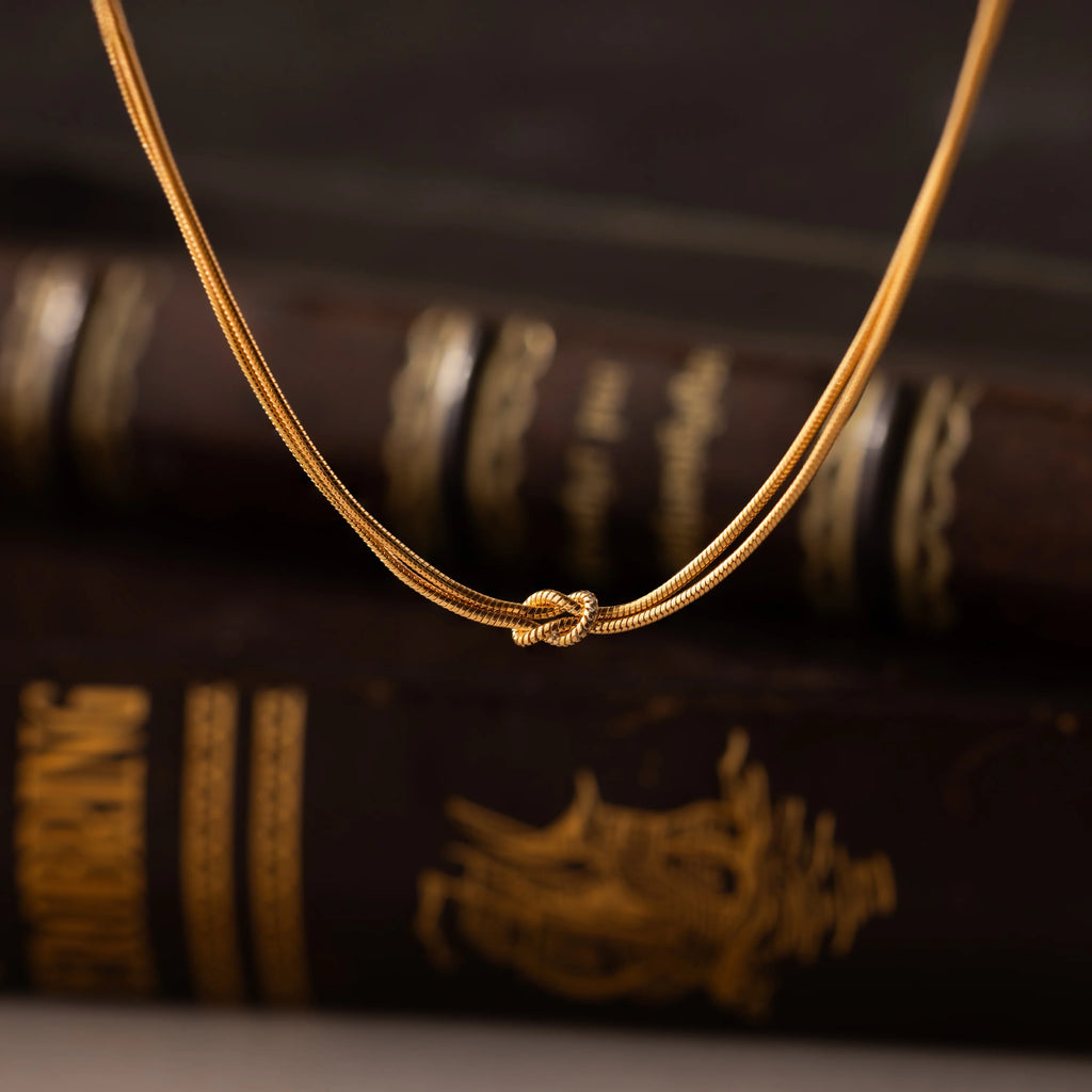Love Knot Chain Necklace Silver 18K Gold Plated