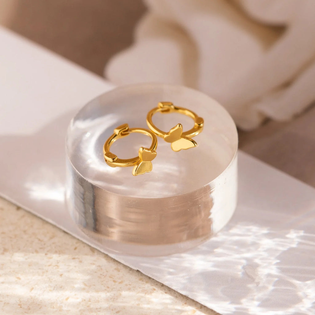 Butterfly Cartilage Mini Huggies Silver 18K Gold Plated
