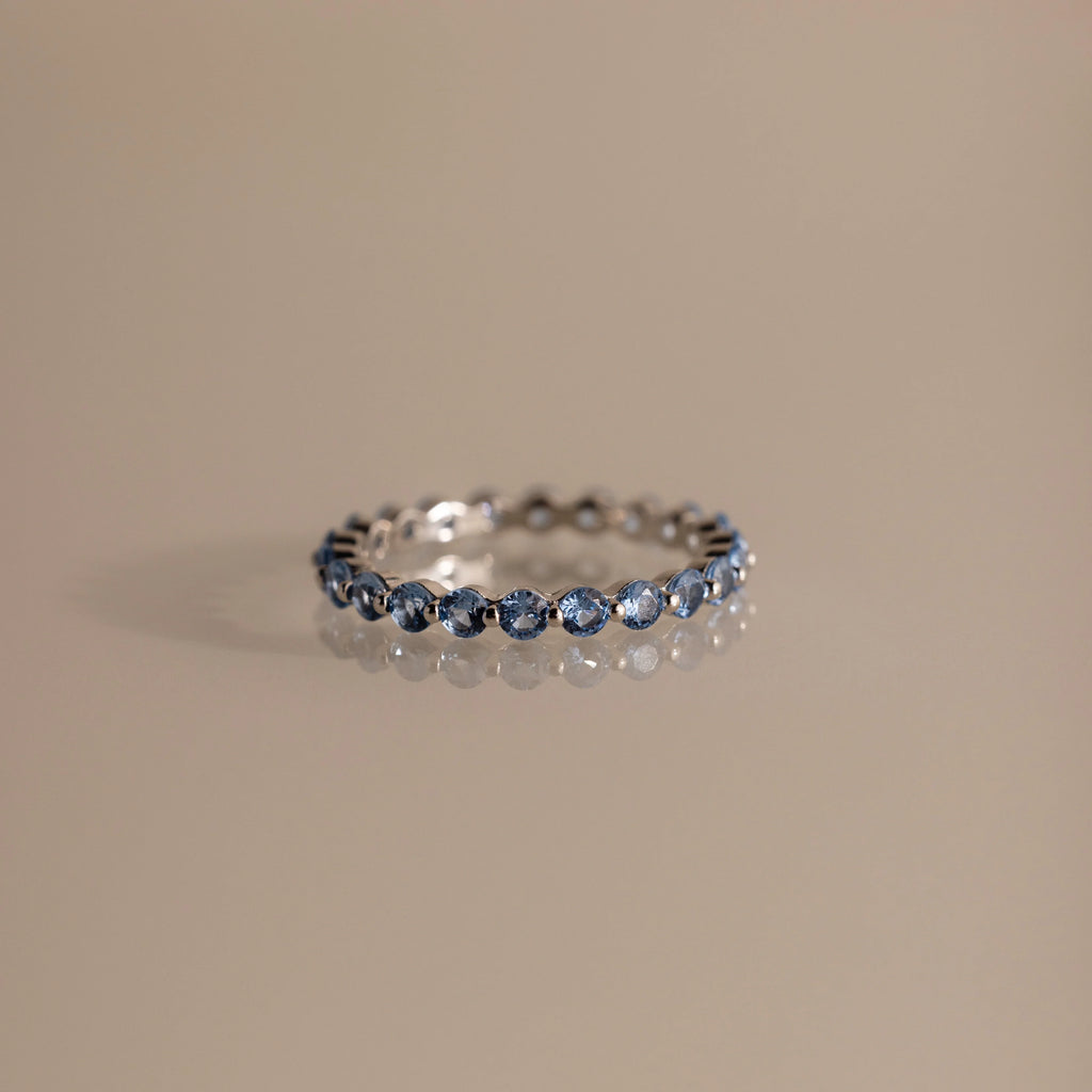 Lace Eternity Blue Zircon Ring Silver 18K Gold Plated