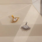 Diamond Pave Evil Eye Charm Silver 18K Gold Plated