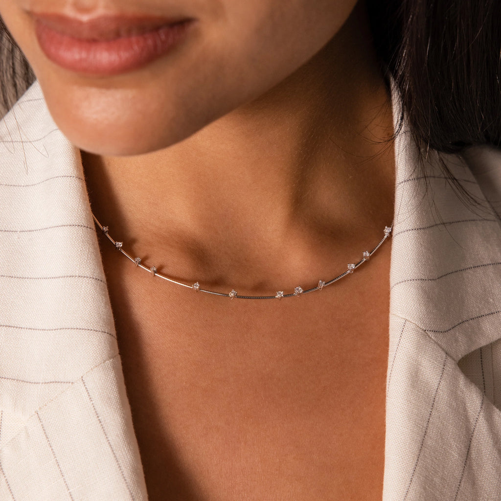 Sprinkle Diamond Necklace Silver 18K Gold Plated