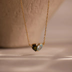 Toi et Moi Teardrop Heart Necklace Silver 18K Gold Plated
