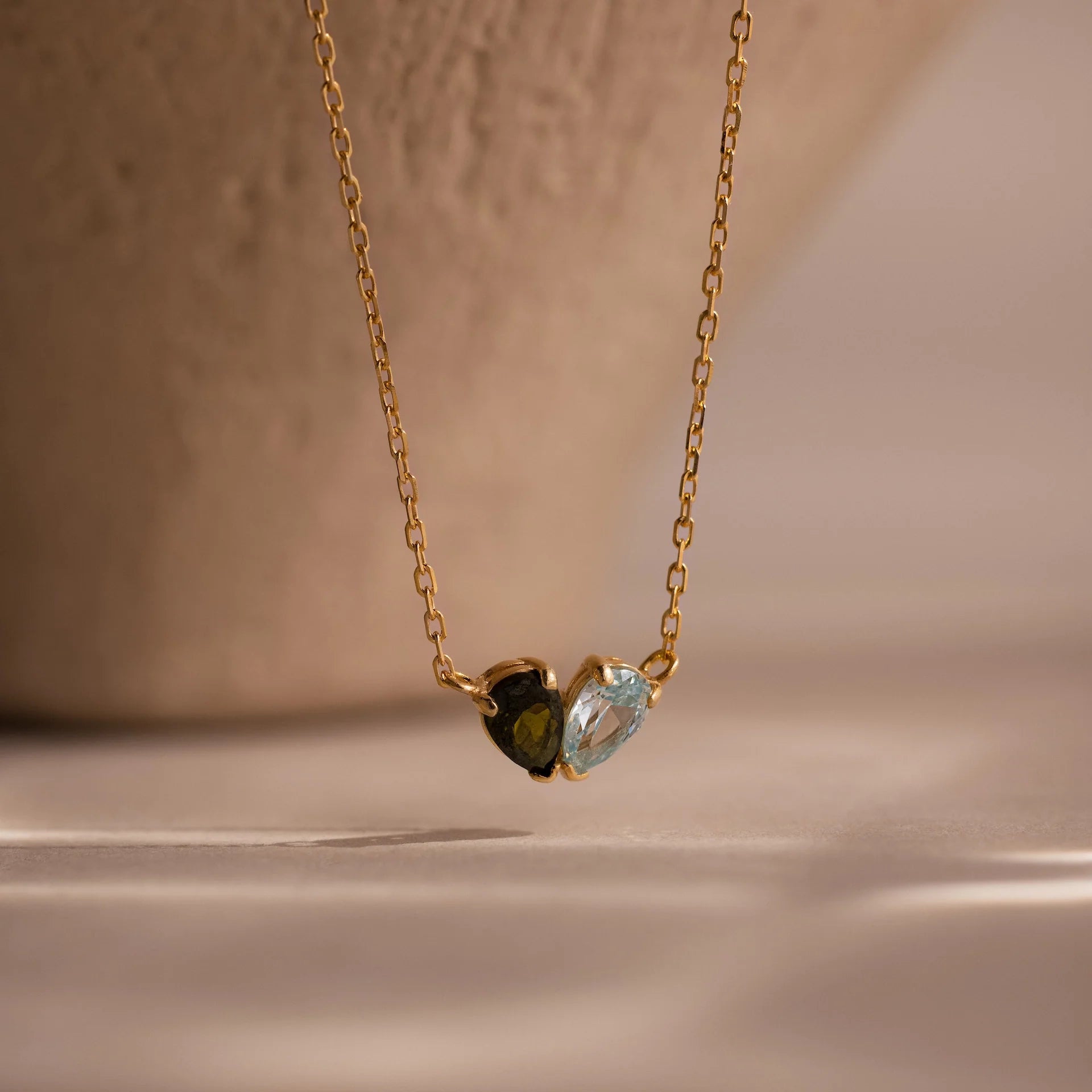 Toi et Moi Teardrop Heart Necklace Silver 18K Gold Plated