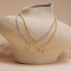 Diamond Tennis Clasp Necklace Silver 18K Gold Plated