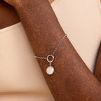 Round Pearl Charm Silver 18K Gold Plated