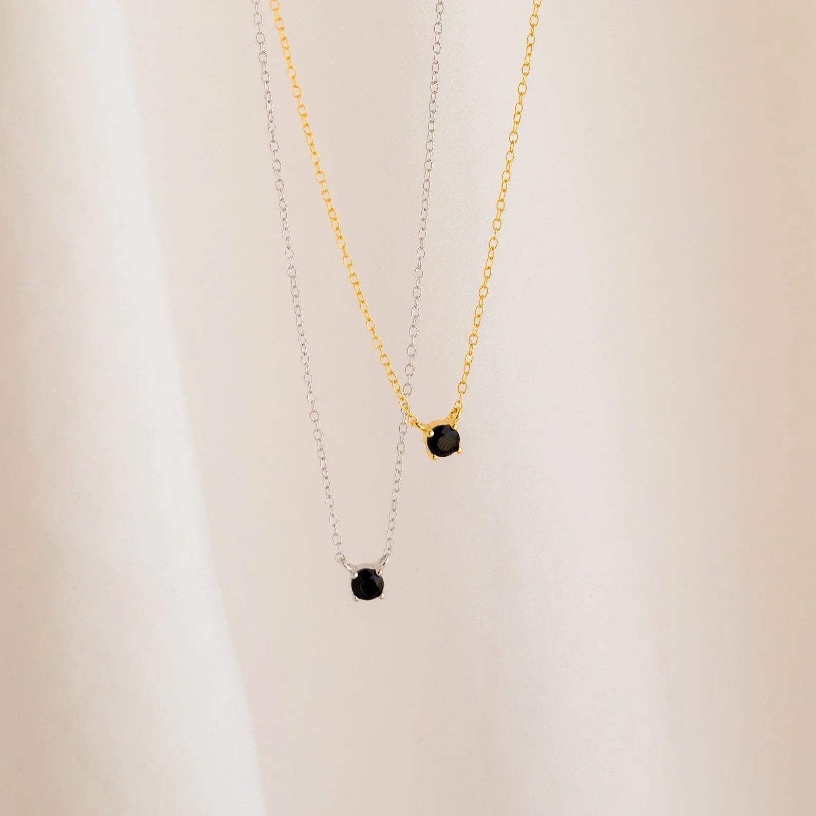 Onyx Diamond Necklace Silver 18K Gold Plated