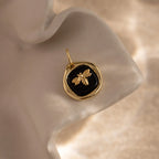 Onyx Honeybee Charm Silver 18K Gold Plated