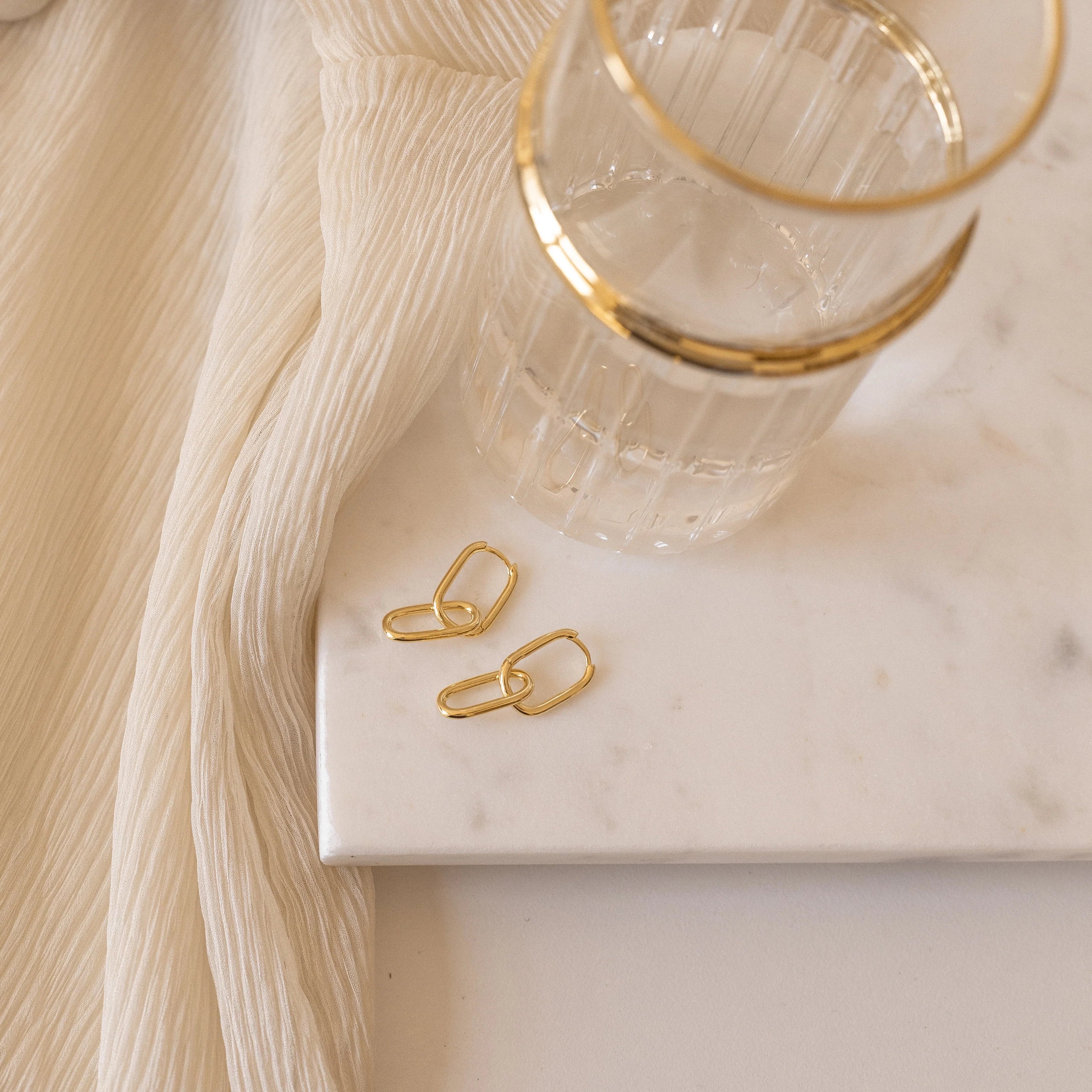 Amanda Link Earrings Silver 18K Gold Plated