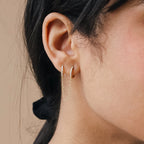 Diamond Pave Duo Chain Earring Silver 18K Gold Plated