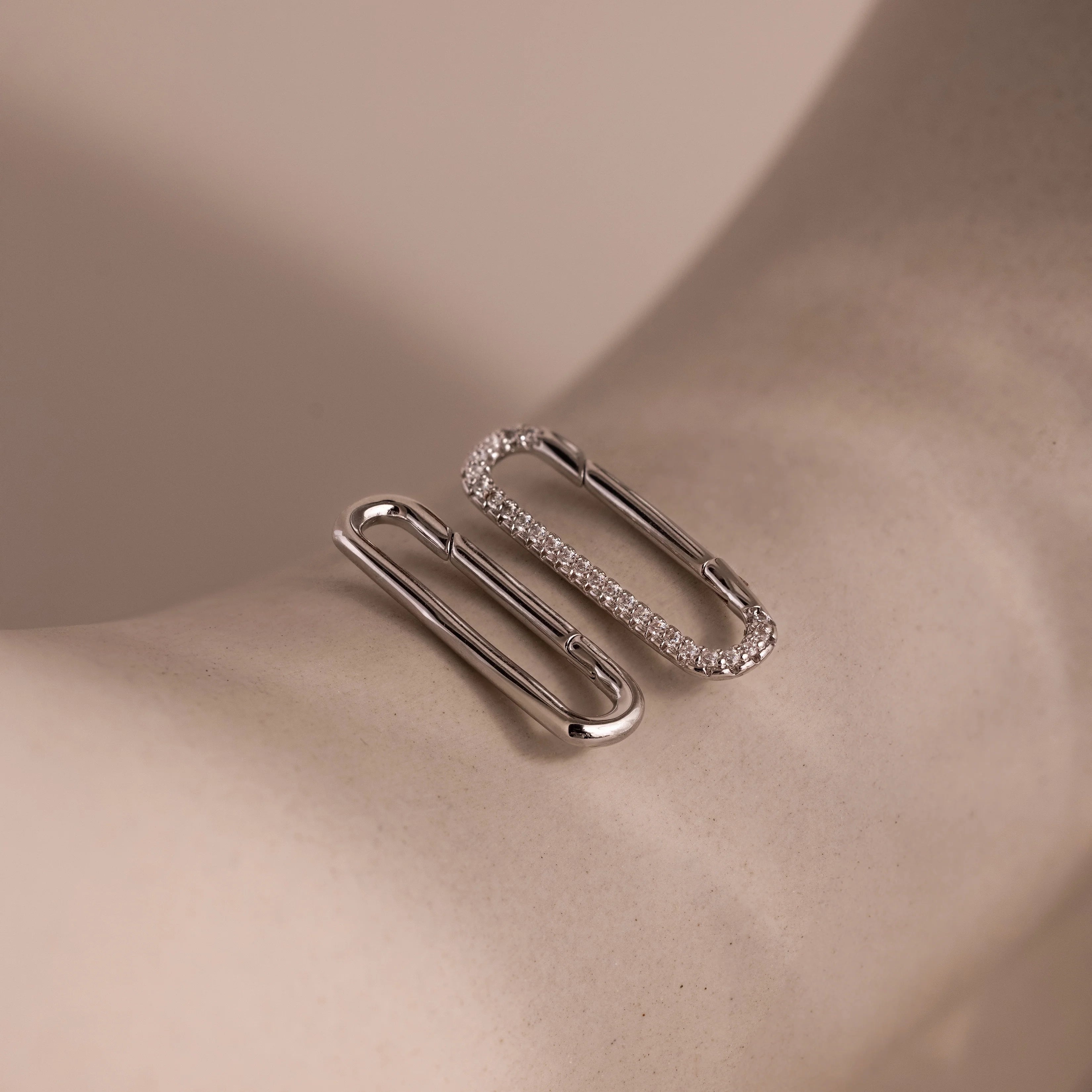 Multipurpose Pave Link Clasp Set Silver 18K Gold Plated
