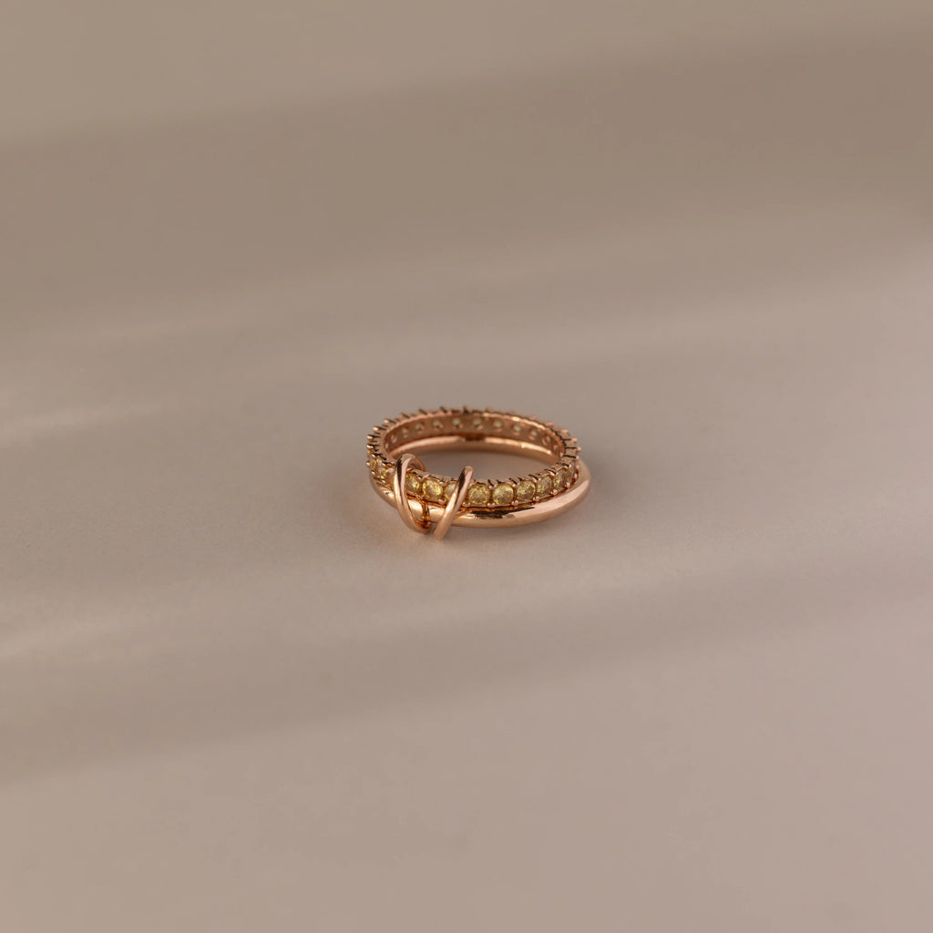 Topaz Tennis Eternity Band Ring Set  Silver 18K Gold Plated