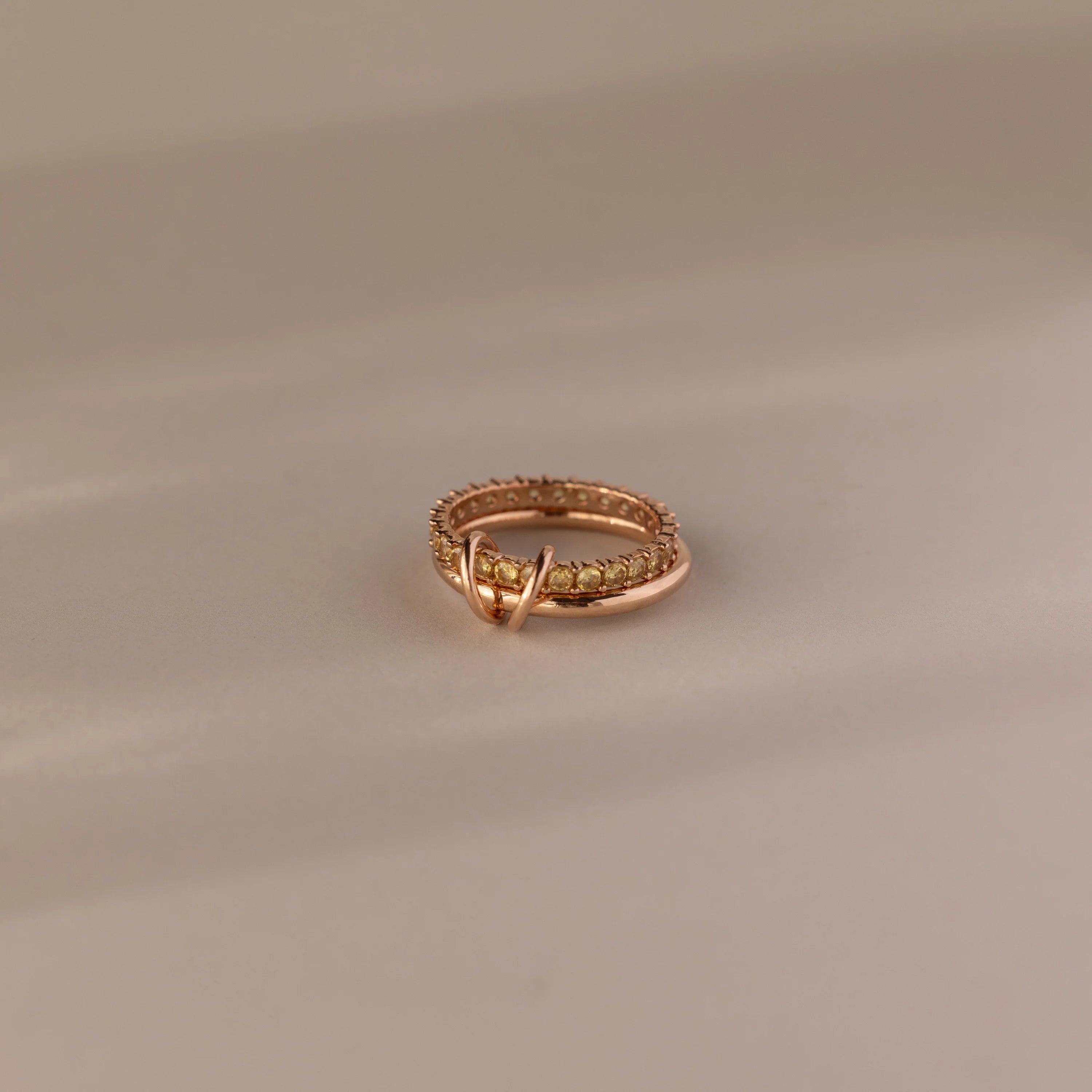 Topaz Tennis Eternity Band Ring Set  Silver 18K Gold Plated