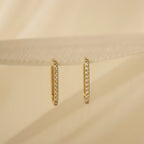 Pave Cable Link Earrings Silver 18K Gold Plated